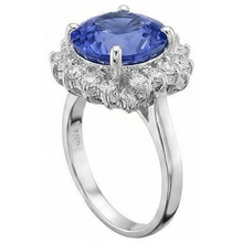 Afbeelding in Gallery-weergave laden, Mooie 4 karaats tanzaniet ronde Natuurlijke echte diamanten ( niet in een laboratorium gekweekt ) ring sieraden