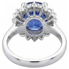 Afbeelding in Gallery-weergave laden, Mooie 4 karaats tanzaniet ronde Natuurlijke echte diamanten ( niet in een laboratorium gekweekt ) ring sieraden