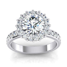 Afbeelding in Gallery-weergave laden, Mooie 5 Karaat Ronde Echt Diamanten Halo Ring in 14K Witgoud