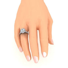 Afbeelding in Gallery-weergave laden, Mooie 5 Karaat Ronde Echt Diamanten Halo Ring in 14K Witgoud