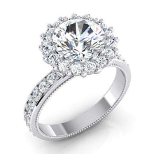 Afbeelding in Gallery-weergave laden, Mooie 5 Karaat Ronde Echt Diamanten Halo Ring in 14K Witgoud