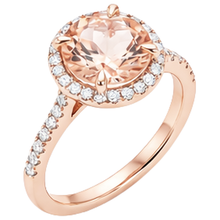 Afbeelding in Gallery-weergave laden, Morganiet en Natuurlijke echte diamanten ( niet in een laboratorium gekweekt ) ronde geslepen ring van 11,50 ct rosé goud 14k