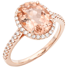Afbeelding in Gallery-weergave laden, Morganite met Natuurlijke echte diamanten ( niet in een laboratorium gekweekt ) 27,50 karaats ring Rose goud 14K