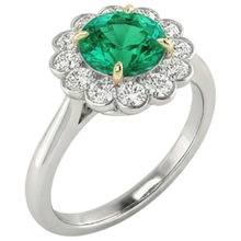Afbeelding in Gallery-weergave laden, Smaragd Edelsteen Ring 2,50-karaat Tweekleurig 14K Goud – hoekaanzicht