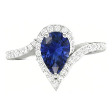Afbeelding in Gallery-weergave laden, Royal Blue Saffier Edelsteen Ring 3-karaat 14K Witgoud – zijaanzicht