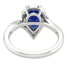 Afbeelding in Gallery-weergave laden, Peervormig Royal Blue Saffier ring in 14K Witgoud – profielaanzicht