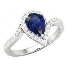 Afbeelding in Gallery-weergave laden, Royal Blue Saffier Edelsteen Ring 3-karaat 14K Witgoud – hoofdaanzicht