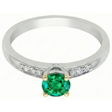 Afbeelding in Gallery-weergave laden, Smaragd Gekleurde Steen Ring 1,50-karaat Tweekleurig 14K Goud – hoekaanzicht