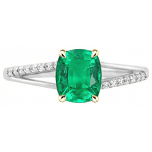 Afbeelding in Gallery-weergave laden, High-end Smaragd Sieraadsteen Ring 2 karaat – profielaanzicht