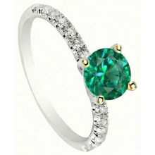 Afbeelding in Gallery-weergave laden, Smaragd Edelsteen Ring 1,50-karaat Tweekleurig 14K Goud – hoekaanzicht
