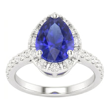 Afbeelding in Gallery-weergave laden, Korenbloem Saffier Druppelvormig Gekleurde Steen Ring in 14K Witgoud – zijaanzicht