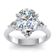 Afbeelding in Gallery-weergave laden, Natuurlijk Diamant 3 Stenen Peer Verlovingsring 3,30 ct. Wit Goud 14K