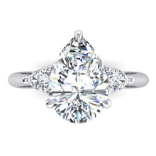 Afbeelding in Gallery-weergave laden, Natuurlijk Diamant 3 Stenen Peer Verlovingsring 3,30 ct. Wit Goud 14K