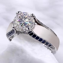 Afbeelding in Gallery-weergave laden, Natuurlijk Diamanten Verlovingsring 3,50 Karaat Blauwe Saffier Accenten Sieraden