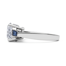 Afbeelding in Gallery-weergave laden, Natuurlijke Blauwe Saffier Diamanten Ring 3.20 Karaat 3-Steens Oude Mijnwerker