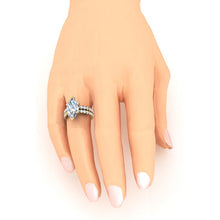 Afbeelding in Gallery-weergave laden, Natuurlijke Diamant Marquise Pave Ring En Band Set