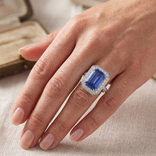 Afbeelding in Gallery-weergave laden, Natuurlijke Echte (Niet Labgekweekt) 6 Karaat Elegante Saffier Verlovings-Haloring