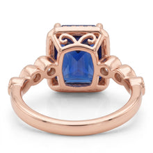 Afbeelding in Gallery-weergave laden, Natuurlijke Echte (Niet Labgekweekt) Dames Halo Edelsteen Ring Princess Ceylonsaffier 6 Karaat Roségoud