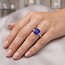 Afbeelding in Gallery-weergave laden, Natuurlijke Echte (Niet Labgekweekt) Dames Solitaire Blauwe Saffier Ring met Accenten Vintage Stijl 6 Karaat