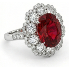 Afbeelding in Gallery-weergave laden, Natuurlijke Robijn En Diamanten Trouwring Wit Goud 14K 4,50 Karaat