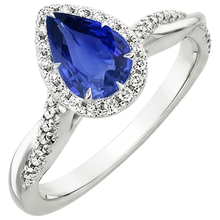 Afbeelding in Gallery-weergave laden, Natuurlijke echte diamant ( niet in het laboratorium gekweekt ) Halo blauwe saffier Solitaire met accenten Ring 5,50 karaat