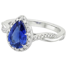 Afbeelding in Gallery-weergave laden, Natuurlijke echte diamant ( niet in het laboratorium gekweekt ) Halo blauwe saffier Solitaire met accenten Ring 5,50 karaat