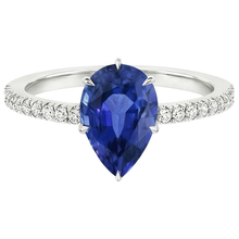 Afbeelding in Gallery-weergave laden, Natuurlijke echte diamant ( niet in het laboratorium gekweekt ) & peer Solitaire Ring Blauwe Saffier Met Accenten 5,25 Karaat