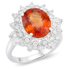 Afbeelding in Gallery-weergave laden, Natuurlijke mandarijn granaat met Natuurlijke echte diamanten ( niet in een laboratorium gekweekt ) Ring van 10,25 ct witgoud 14k
