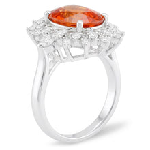 Afbeelding in Gallery-weergave laden, Natuurlijke mandarijn granaat met Natuurlijke echte diamanten ( niet in een laboratorium gekweekt ) Ring van 10,25 ct witgoud 14k