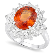 Afbeelding in Gallery-weergave laden, Natuurlijke mandarijn granaat met Natuurlijke echte diamanten ( niet in een laboratorium gekweekt ) Ring van 10,25 ct witgoud 14k