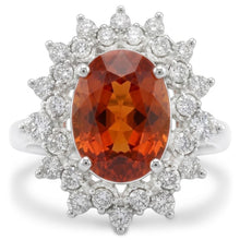 Afbeelding in Gallery-weergave laden, Natuurlijke mandarijn granaat met Natuurlijke echte diamanten ( niet in een laboratorium gekweekt ) Ring van 10,25 ct witgoud 14k