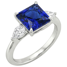 Afbeelding in Gallery-weergave laden, echte princess saffier 4karaat ring bovenaanzicht