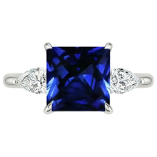 Afbeelding in Gallery-weergave laden, echte princess saffier 4karaat ring close-up detail