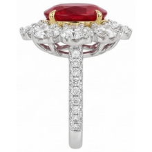 Afbeelding in Gallery-weergave laden, Natuurlijke ronde robijn met Natuurlijke echte diamanten ( niet in een laboratorium gekweekt ) 6,10 ct trouwring goud 14K