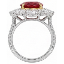 Afbeelding in Gallery-weergave laden, Natuurlijke ronde robijn met Natuurlijke echte diamanten ( niet in een laboratorium gekweekt ) 6,10 ct trouwring goud 14K