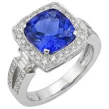 Afbeelding in Gallery-weergave laden, Natuurlijke tanzaniet met Natuurlijke echte diamanten ( niet in een laboratorium gekweekt ) 5,40 ct ring 14K witgoud