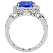 Afbeelding in Gallery-weergave laden, Natuurlijke tanzaniet met Natuurlijke echte diamanten ( niet in een laboratorium gekweekt ) 5,40 ct ring 14K witgoud
