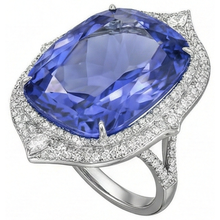 Afbeelding in Gallery-weergave laden, Tanzaniet Met Natuurlijke uit de aarde gewonnen Diamanten 23.75 Ct Ring Witgoud 14K