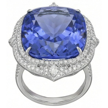Afbeelding in Gallery-weergave laden, Tanzaniet Met Natuurlijke uit de aarde gewonnen Diamanten 23.75 Ct Ring Witgoud 14K
