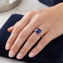 Afbeelding in Gallery-weergave laden, Natuurlijke uit de aarde gewonnen Diamanten Verlovingsring Prong Gezet Princess Blauwe Saffier 3.75 Karaat