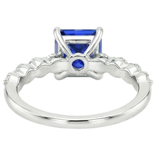 Afbeelding in Gallery-weergave laden, Nieuwe gouden prinses geslepen natuurlijke blauwe saffier met accenten ring 4 karaat