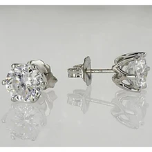Afbeelding in Gallery-weergave laden, Oorknopjes 1.50 Karaat Zes Prong Ronde Echt Diamant Wit Goud 14K