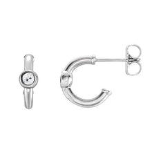 Afbeelding in Gallery-weergave laden, Open Hoop Oorbellen Oude Europese Echt Diamanten Bezel Set 2 Karaat