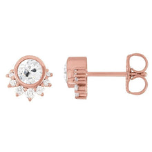 Afbeelding in Gallery-weergave laden, Oude Geslepen Echt Diamanten studs 5,50 Karaat Sterstijl Gouden Push-Backs Bezelset