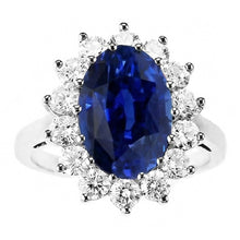 Afbeelding in Gallery-weergave laden, Ovaal Geslepen Blauwe Saffier Gekleurde Steen Ring in 14K