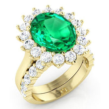 Afbeelding in Gallery-weergave laden, Ovaal Groen Smaragd Met Diamanten Ring Set