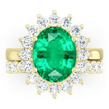 Afbeelding in Gallery-weergave laden, Ovaal Groen Smaragd Met Diamanten Ring Set
