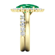 Afbeelding in Gallery-weergave laden, Ovaal Groen Smaragd Met Diamanten Ring Set