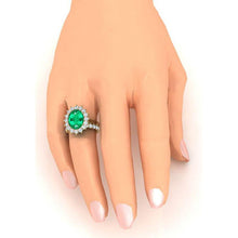 Afbeelding in Gallery-weergave laden, Ovaal Groen Smaragd Met Diamanten Ring Set