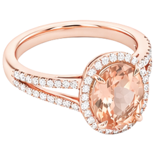 Afbeelding in Gallery-weergave laden, Ovaal en rond geslepen 19,75 ct Morganite met Natuurlijke echte diamanten ( niet in een laboratorium gekweekt ) ring tweekleurig goud